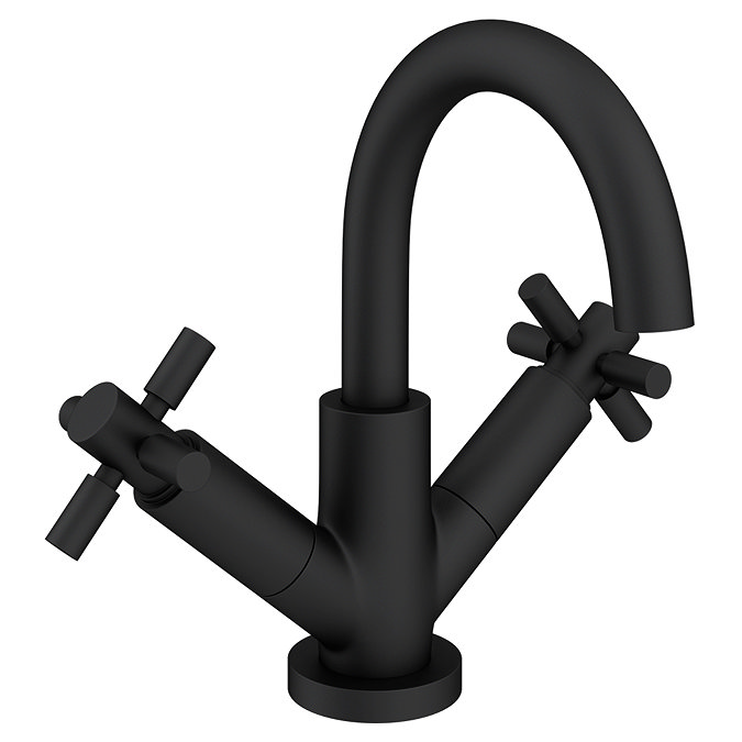 Hudson Reed Tec Crosshead Mono Basin Mixer Tap incl. Swivel Spout & Waste - Matt Black