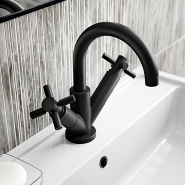 Hudson Reed Tec Crosshead Mono Basin Mixer Tap incl. Swivel Spout & Waste Matt Black