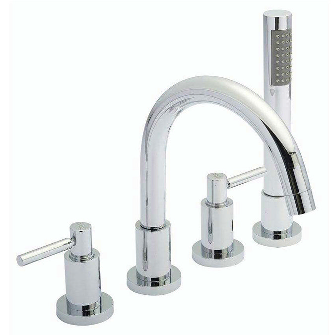 Hudson Reed - Tec Lever 4 Tap Hole Bath Mixer with swivel spout, shower kit & hose retainer Large Im