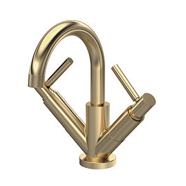 Hudson Reed Tec Lever Mono Basin Mixer Tap inc. Swivel Spout & Waste - Brushed Brass - TEL815 Large