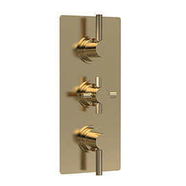 Hudson Reed Tec Pura Plus Concealed Thermostatic Triple Shower Valve with Diverter - Brushed Brass -