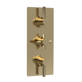 Hudson Reed Tec Pura Plus Triple Concealed Thermostatic Shower Valve - Brushed Brass - A8003 Medium 