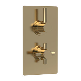 Hudson Reed Tec Pura Twin Concealed Thermostatic Shower Valve - Brushed Brass - A8003V Large Image