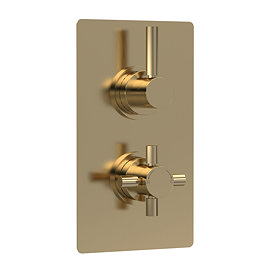 Hudson Reed Tec Pura Twin Concealed Thermostatic Shower Valve - Brushed Brass - A8003V Large Image