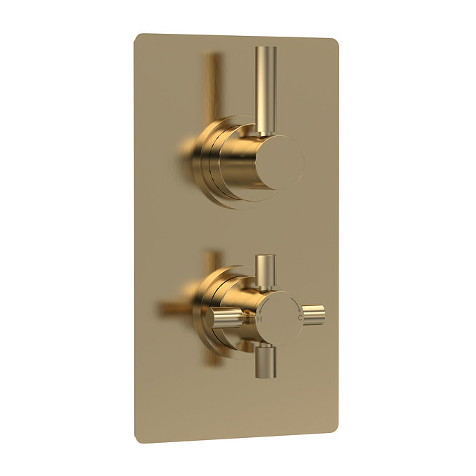  Hudson Reed Tec Pura Twin Concealed Thermostatic Shower Valve - Brushed Brass - A8003V  Large Image