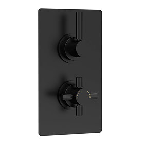 Hudson Reed Tec Pura Twin Concealed Thermostatic Shower Valve - Matt Black - A4003V Large Image