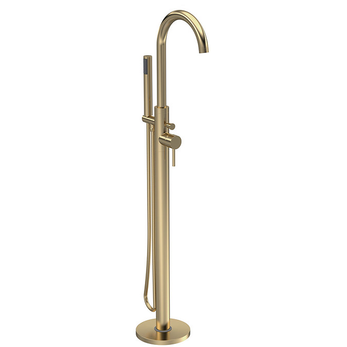 Hudson Reed Tec Single Lever Mono Free-standing Bath Shower Mixer - Brushed brass - PN821 Large Imag