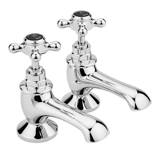 Hudson Reed Topaz Black Basin Taps - Chrome - BC401HX Large Image