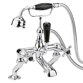 Hudson Reed Topaz Black Deck Mounted Bath Shower Mixer Tap + Shower Kit Medium Image
