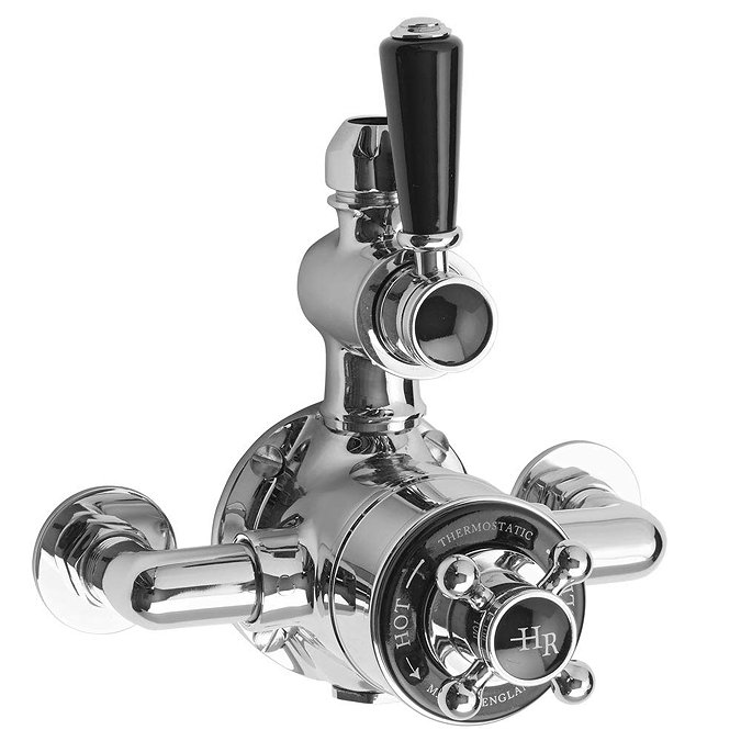 Hudson Reed Topaz Black Exposed Valve inc. Rigid Riser Kit, Diverter, 8" Shower Rose & Handset Standard Large Image