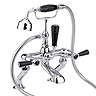 Hudson Reed Topaz Black Lever Deck Mounted Bath Shower Mixer Tap + Shower Kit Large Image