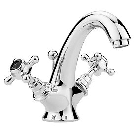 Hudson Reed Topaz Black Mono Basin Mixer Tap + Pop Up Waste Large Image