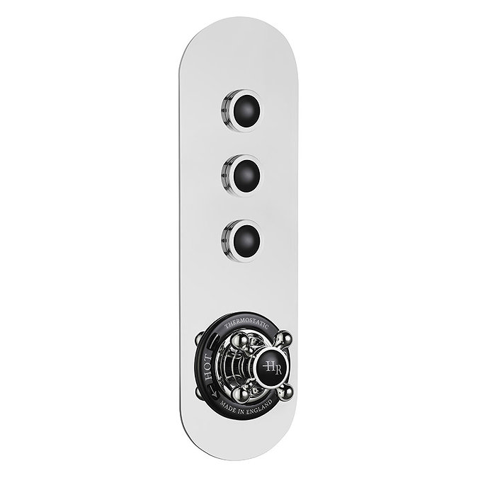 Hudson Reed Topaz Black Traditional Three Outlet Push-Button Shower Valve - CPB6312 Large Image
