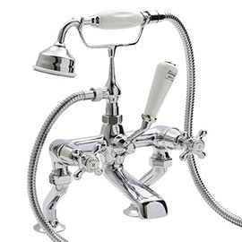 Hudson Reed Topaz Dome Deck Or Wall Mounted Bath Shower Mixer + Shower Kit Medium Image