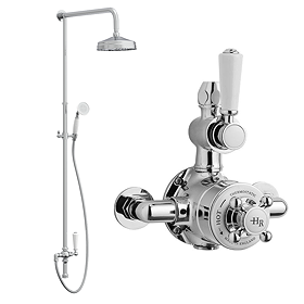 Hudson Reed Topaz Exposed Valve with Rigid Riser Kit, Diverter, 8" Shower Rose & Handset