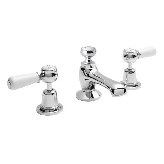 Hudson Reed Topaz lever 3 Tap Hole Basin Mixer Tap + Pop-Up Waste Large Image