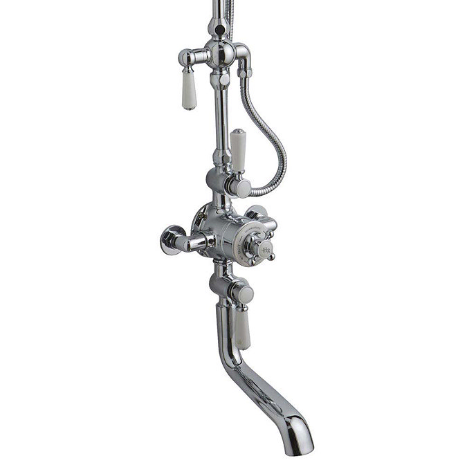 Hudson Reed Topaz Triple Thermostatic Shower Valve with Rigid Riser Kit & Bath Spout - TSVT103  Standard Large Image