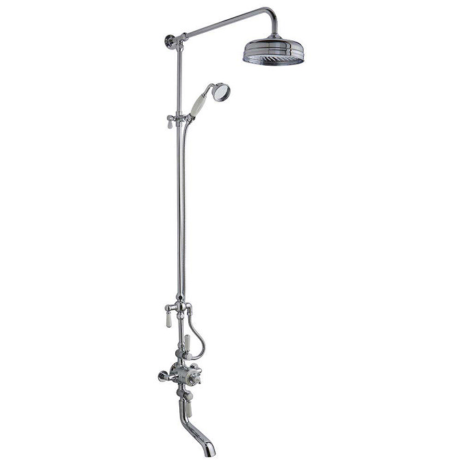 Hudson Reed Topaz Triple Thermostatic Shower Valve with Rigid Riser Kit & Bath Spout - TSVT103 Large