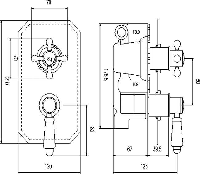 Hudson Reed Topaz Twin Concealed Thermostatic Shower Valve with Diverter