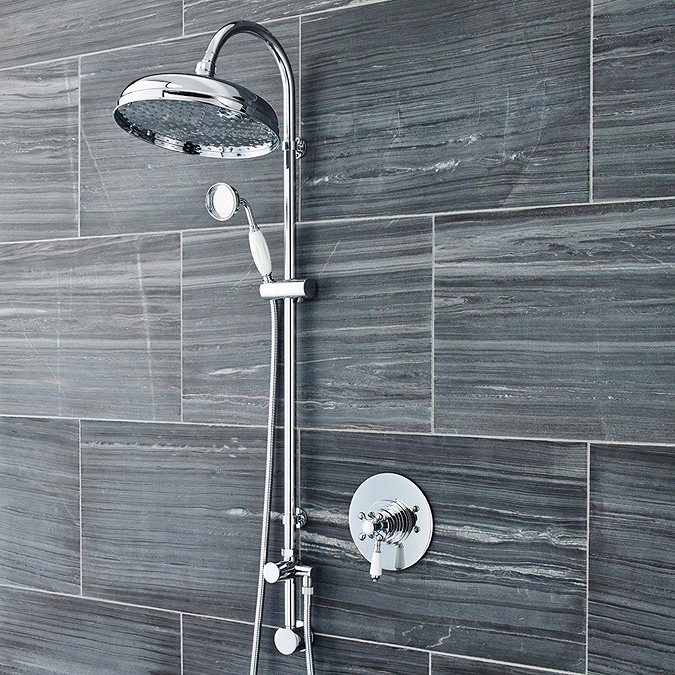 Hudson Reed Topaz White Dual Concealed Thermostatic Shower Valve Chrome - TSVT006  Feature Large Image