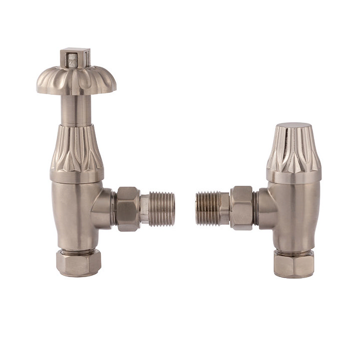 Hudson Reed - Traditional Angled Radiator Valves - Satin Nickel - RV009 Large Image