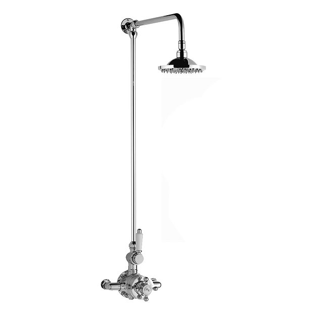 Hudson Reed Traditional Twin Valve with Rigid Riser Kit & Shower Rose - Chrome  Profile Large Image