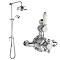 Nuie Twin Shower Valve with Victorian Grand Rigid Riser Kit - Chrome