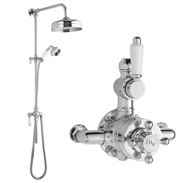 Hudson Reed Twin Shower Valve with Victorian Grand Rigid Riser Kit