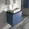 Hudson Reed Urban 600mm Satin Blue Vanity Unit - Wall Hung 2 Drawer Unit with Black Worktop  Profile