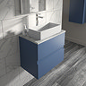 Hudson Reed Urban 600mm Satin Blue Vanity Unit - Wall Hung 2 Drawer Unit with Grey Worktop  Profile 