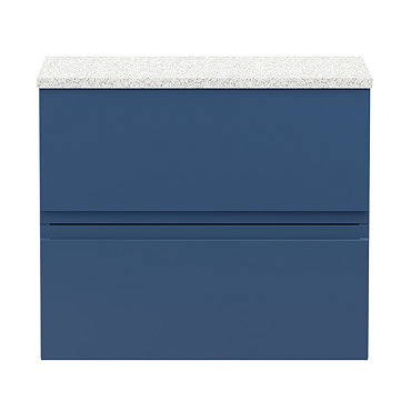 Hudson Reed Urban 600mm Satin Blue Vanity Unit - Wall Hung 2 Drawer Unit with White Worktop  Profile