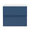 Hudson Reed Urban 600mm Satin Blue Vanity Unit - Wall Hung 2 Drawer Unit with White Worktop Large Im