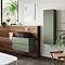 Hudson Reed Urban 600mm Satin Green Vanity Unit - Wall Hung 2 Drawer Unit with Black Worktop  Profile Large Image