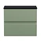Hudson Reed Urban 600mm Satin Green Vanity Unit - Wall Hung 2 Drawer Unit with Black Worktop Large I