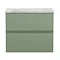 Hudson Reed Urban 600mm Satin Green Vanity Unit - Wall Hung 2 Drawer Unit with Grey Worktop Large Im