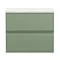 Hudson Reed Urban 600mm Satin Green Vanity Unit - Wall Hung 2 Drawer Unit with Sparkling White Quart