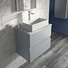 Hudson Reed Urban 600mm Satin Grey Vanity Unit - Wall Hung 2 Drawer Unit with Grey Worktop  Profile 