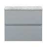 Hudson Reed Urban 600mm Satin Grey Vanity Unit - Wall Hung 2 Drawer Unit with Grey Worktop Large Ima