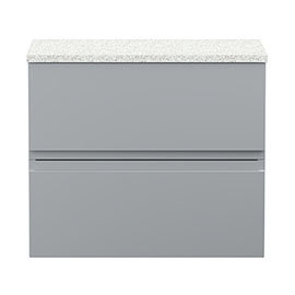 Hudson Reed Urban 600mm Satin Grey Vanity Unit - Wall Hung 2 Drawer Unit with White Worktop Medium I