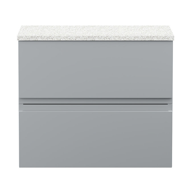 Hudson Reed Urban 600mm Satin Grey Vanity Unit - Wall Hung 2 Drawer Unit with White Worktop Large Im