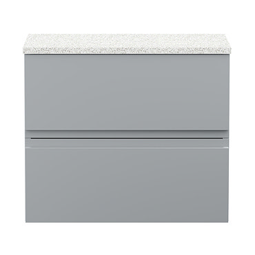 Hudson Reed Urban 600mm Satin Grey Vanity Unit - Wall Hung 2 Drawer Unit with White Worktop  Profile