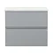 Hudson Reed Urban 600mm Satin Grey Vanity Unit - Wall Hung 2 Drawer Unit with White Worktop Large Im