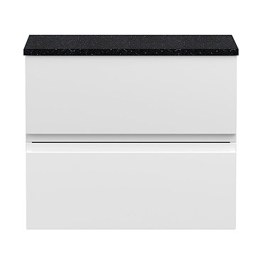 Hudson Reed Urban 600mm Satin White Vanity Unit - Wall Hung 2 Drawer Unit with Black Worktop  Profil