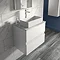 Hudson Reed Urban 600mm Satin White Vanity Unit - Wall Hung 2 Drawer Unit with Grey Worktop  Profile