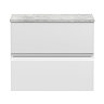 Hudson Reed Urban 600mm Satin White Vanity Unit - Wall Hung 2 Drawer Unit with Grey Worktop Large Im