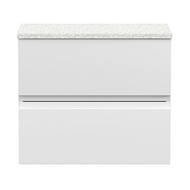 Hudson Reed Urban 600mm Satin White Vanity Unit - Wall Hung 2 Drawer Unit with White Worktop Medium 