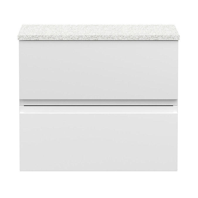 Hudson Reed Urban 600mm Satin White Vanity Unit - Wall Hung 2 Drawer Unit with White Worktop Large I