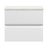 Hudson Reed Urban 600mm Satin White Vanity Unit - Wall Hung 2 Drawer Unit with White Worktop Large I