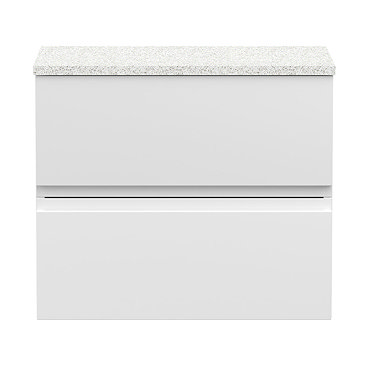 Hudson Reed Urban 600mm Satin White Vanity Unit - Wall Hung 2 Drawer Unit with White Worktop  Profil