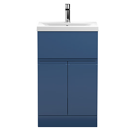 Hudson Reed Urban Satin Blue 500mm Floor Standing 2-Door/Drawer Vanity Unit - URB301A Large Image